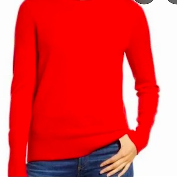 Halogen Vibrant Red Cashmere-Wool Blend Crew Neck (Medium) Quiet Luxury Sweater - Picture 1 of 9